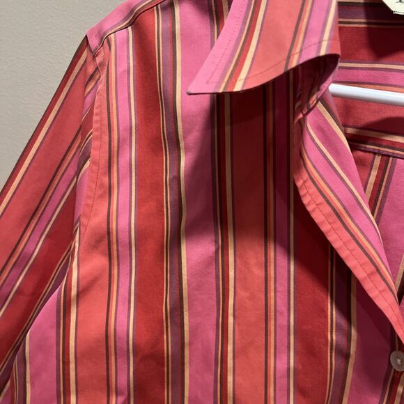 Eddie Bauer Women's Pink Striped Button Up L Wrinkle Resistant Preppy Colorful - Picture 4 of 11